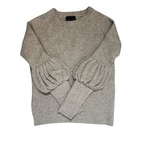 Magaschoni 100% Cashmere Gray Sweater with Bubble Sleeves Medium